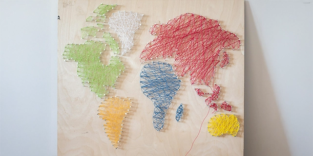 Map of the world made with tread