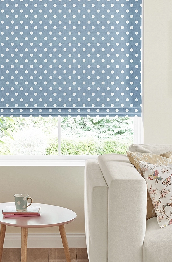 Room with spot blue roman blind from Cath Kidston