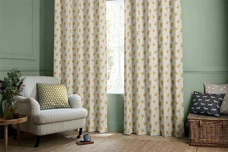 Room with red tree design roller blind from Emily Bond