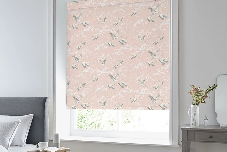 Room with white flowers on cream background roman blinds from Laura Ashley Collection