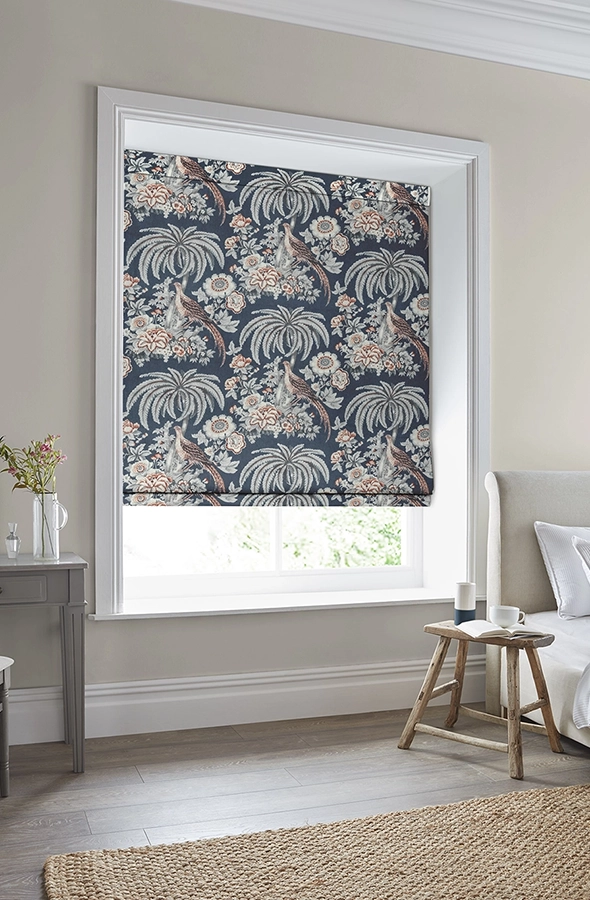 Room purple palm trees design roman blind with from Laura Ashley Collection