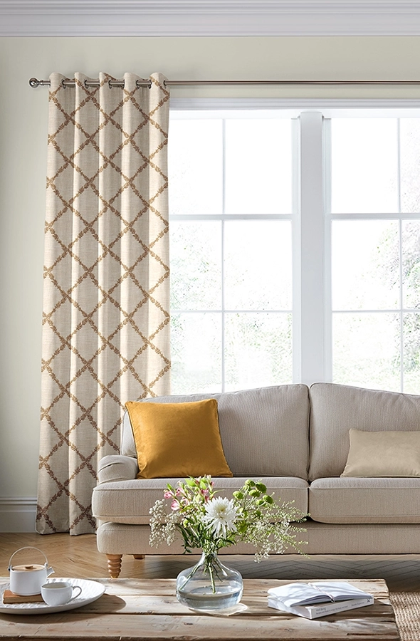 Room with flower check design curtains from Laura Ashley