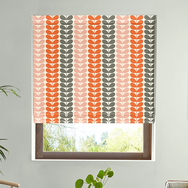 Room with three-colour geometric roller blind from Orla Kiely
