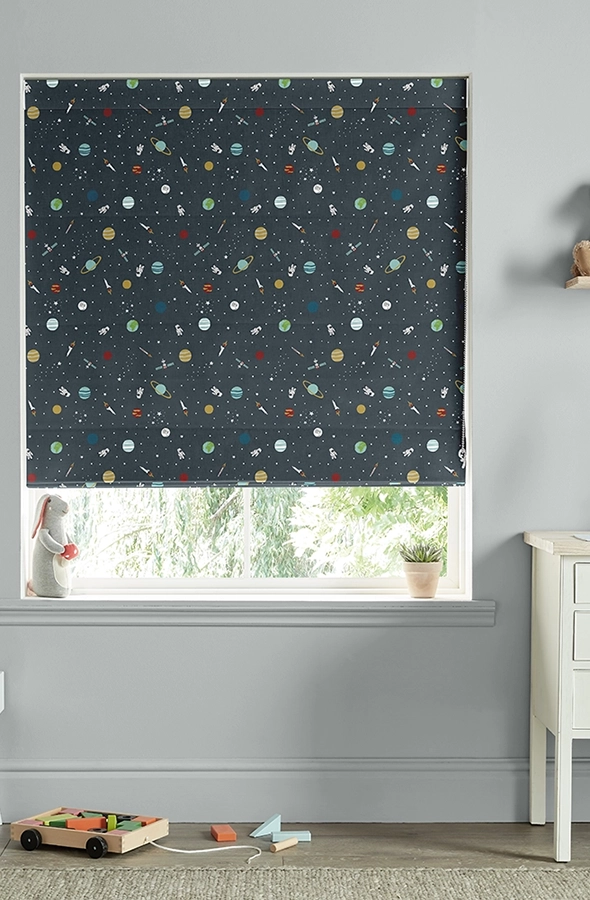 Room with space design roman blind from Sophie Allport