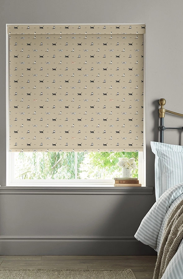 Room with cat design roller blind from Sophie Allport