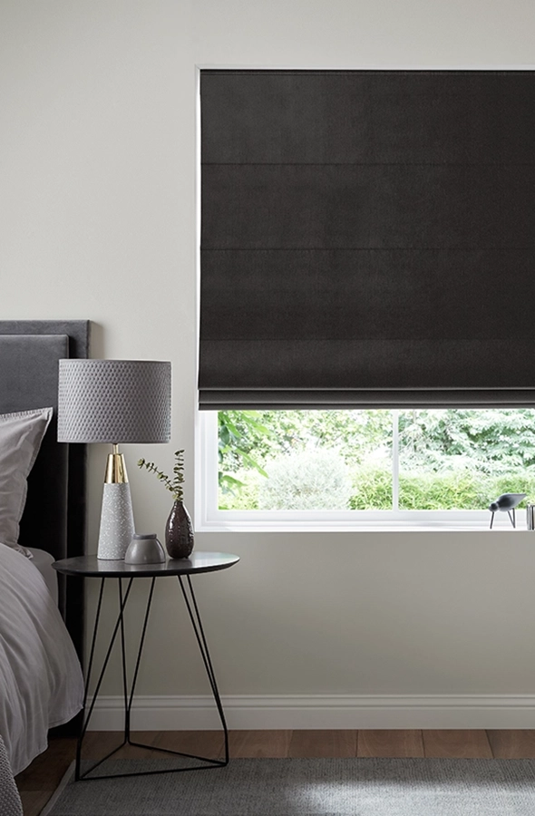 Room with black roman blind form illumin8 Edit Softs Collection