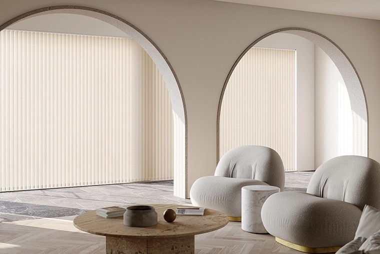 Room with white vertical blind from illumin8 Edit Vertical Collection