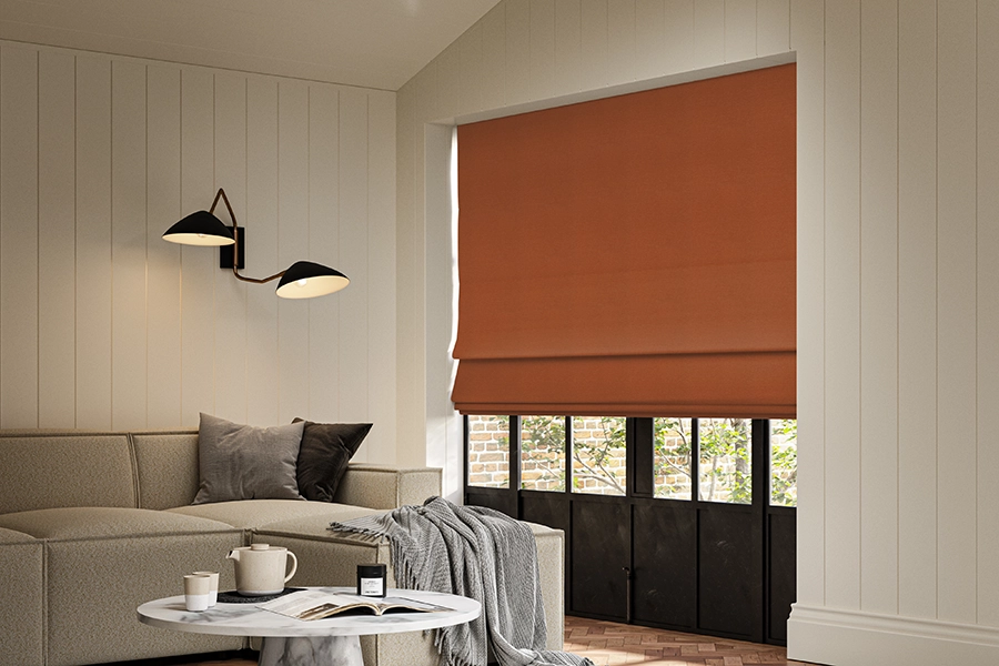 Orange classic roman blind from illumin8's Loom collection