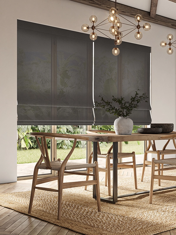 Dark sheer roman blinds from illumin8's Loom collection