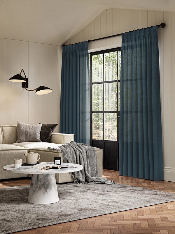 Purple sheer curtains from illumin8's Loom collection