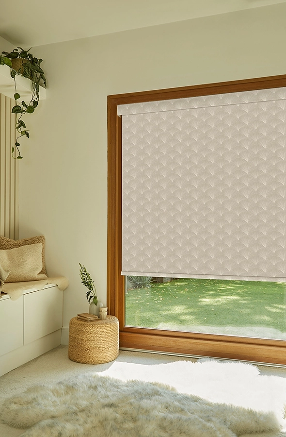 Room with geometric natural colour roller blind from illumin8 Simply™ Roller Collection