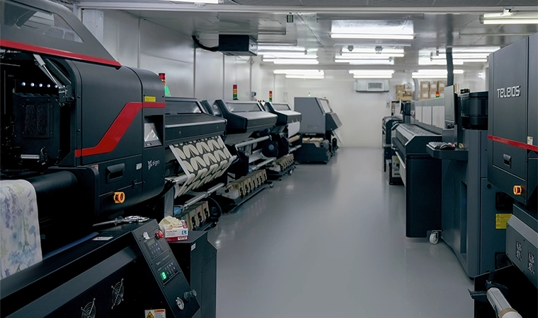 Printer room for custom design fabrics