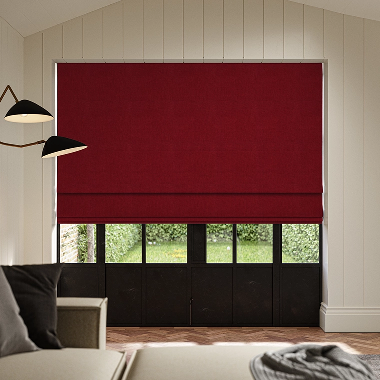 Red no-drill roman blind from illumin8
